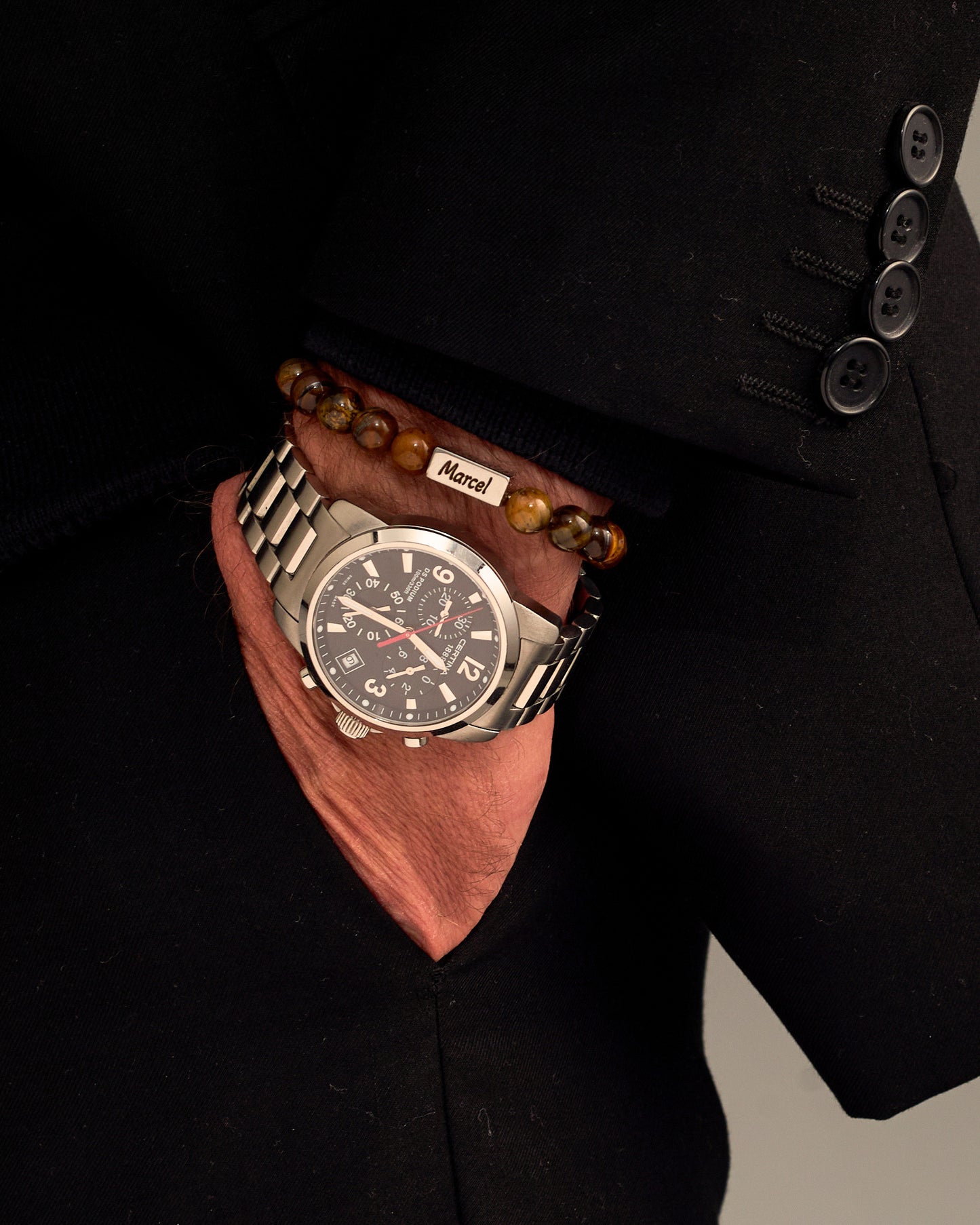 Armband Tigerauge Beads mit Gravur