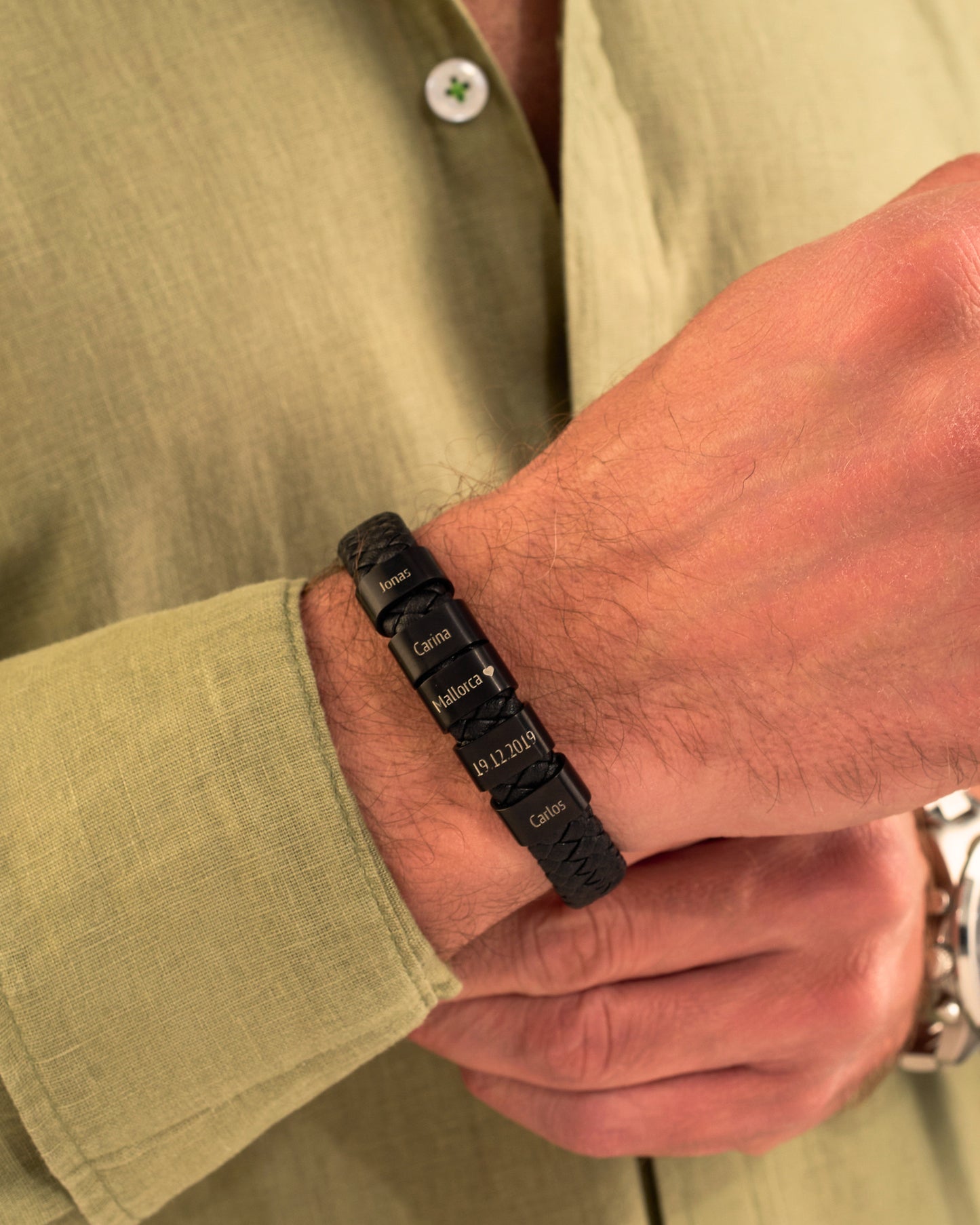 Leder Armband mit Beads
