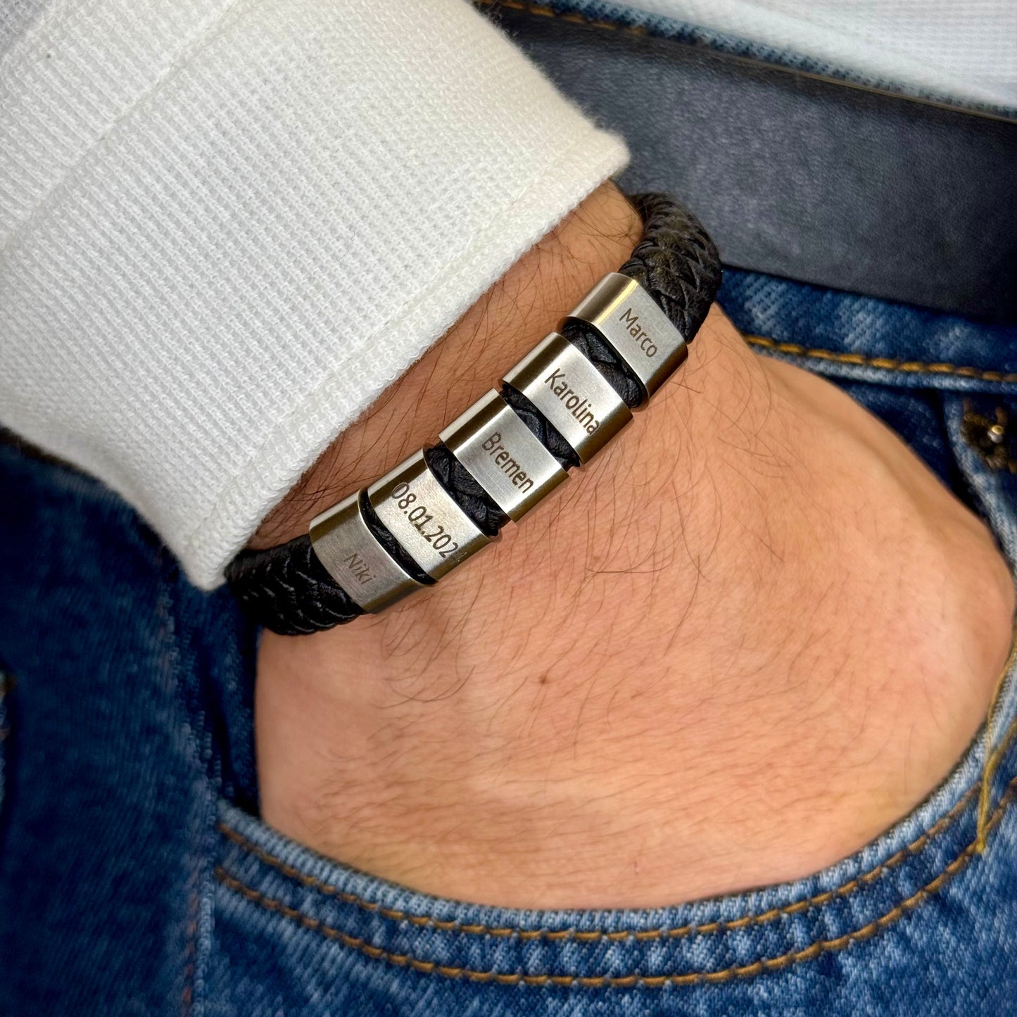 Leder Armband mit Beads