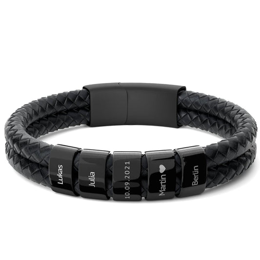 Lederarmband mit gravierten Beads
