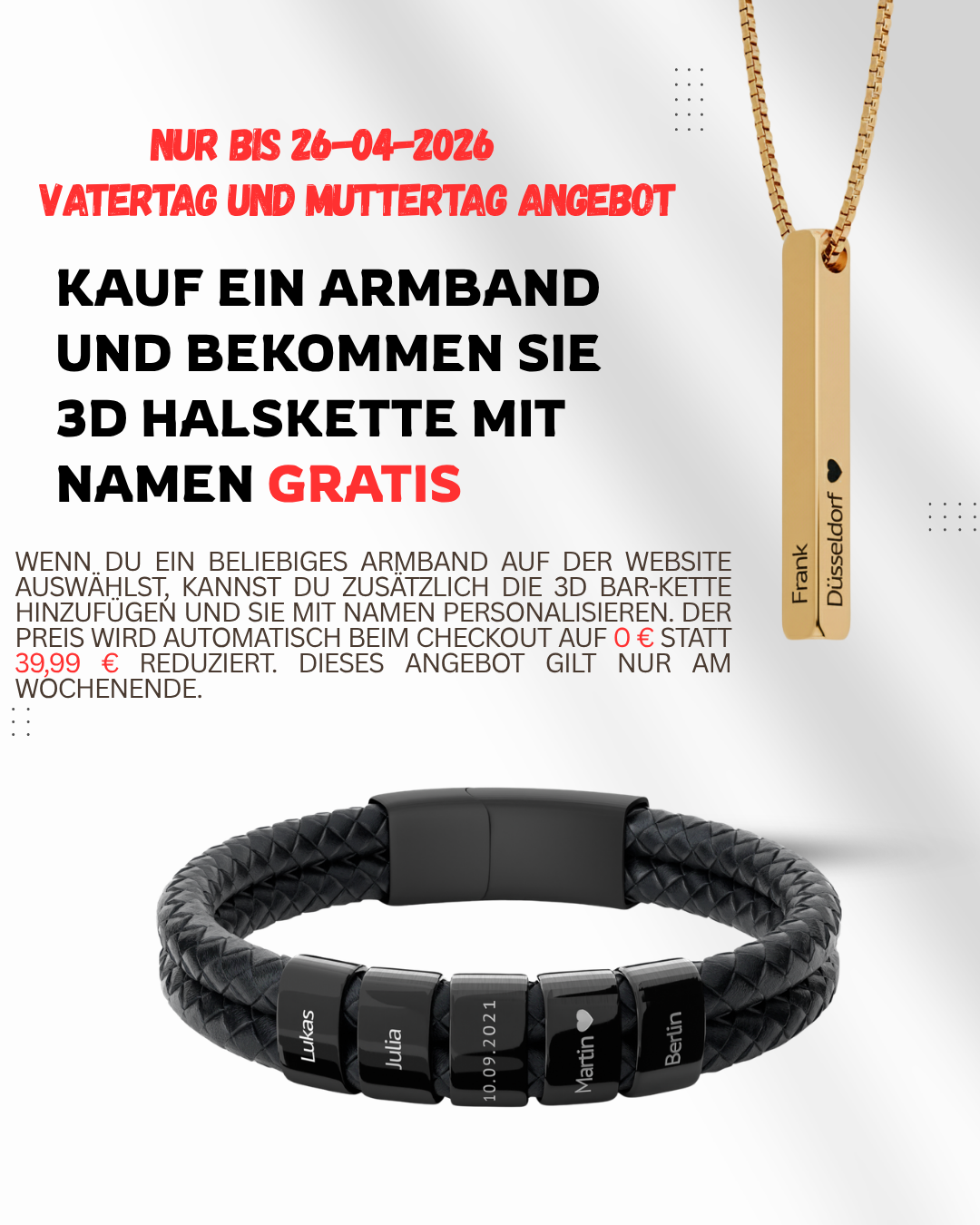 Lederarmband mit gravierten Beads