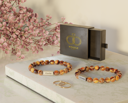 Armband Tigerauge Beads mit Gravur