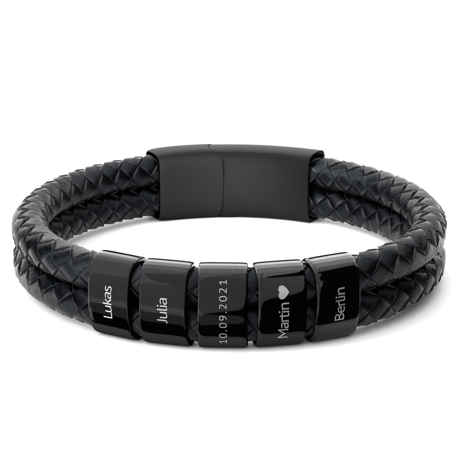 Lederarmband mit gravierten Beads