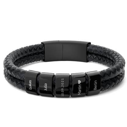 Lederarmband mit gravierten Beads