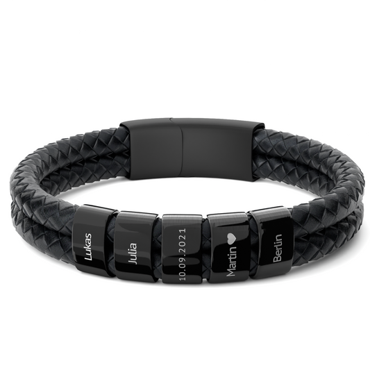 Lederarmband mit gravierten Beads