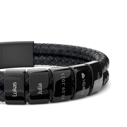 Lederarmband mit gravierten Beads